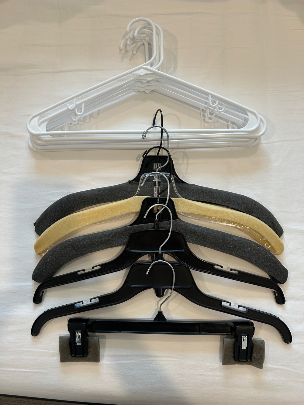 Set of 13 Mixed Set of Clothing Hangers - Black, White, Gray, Beige